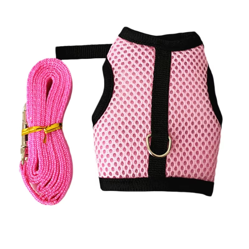 Pet Accessories Rabbit Harnesses Vest Leashes Set Soft Mesh Harness with Leash Small Animal Guinea Pig Hamsters