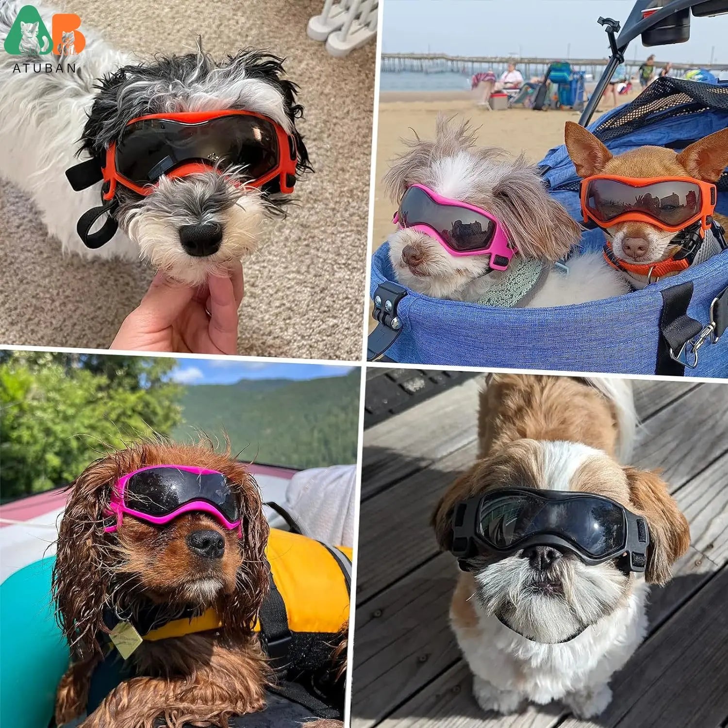 Dog Goggles Small Breed, Dog Sunglasses for Small Breed UV Protection Eyewear for Small Dog Outdoor Riding Driving,Small