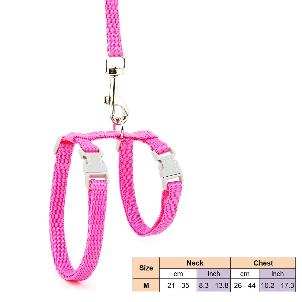 Cat Dog Collar Harness Leash Adjustable Nylon Pet Traction Cat Solid Halter Collar Cats Products Pet Harness Belt for Size M