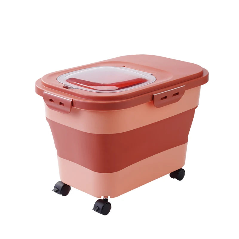 13/33LB Collapsible Cat Dog Food Storage Container Dry Cat Food Box with Lids Airtight Sealing Kitchen Grain Rice Storage Boxes