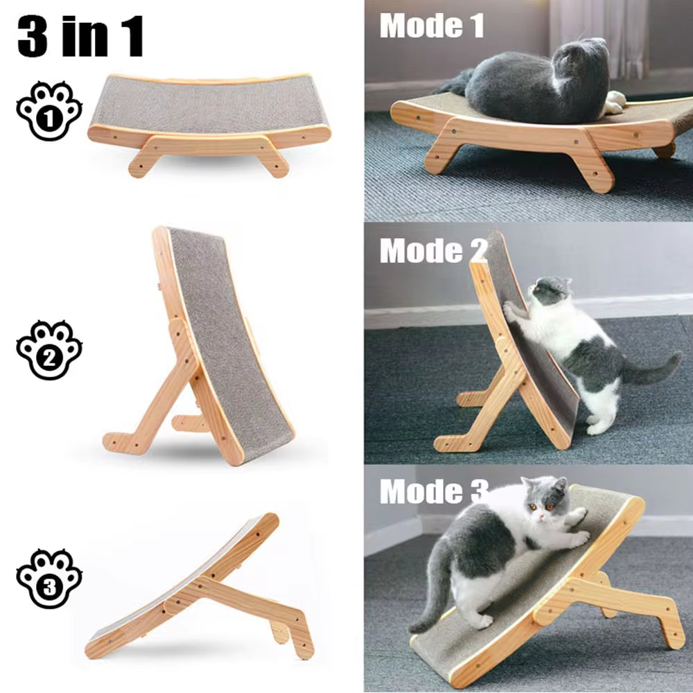 wooden cat scratcher lounge bed designed