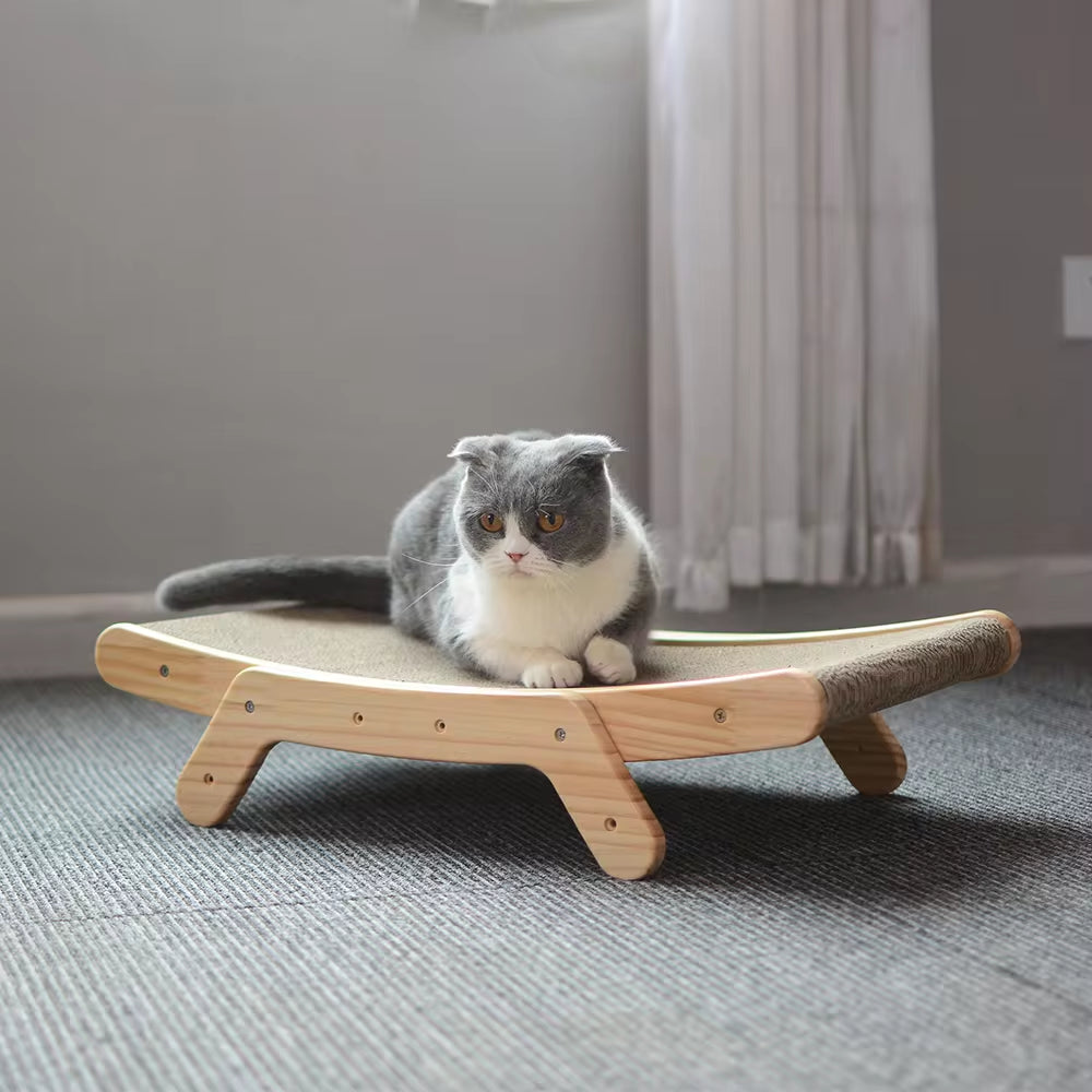 wooden cat scratcher lounge bed designed