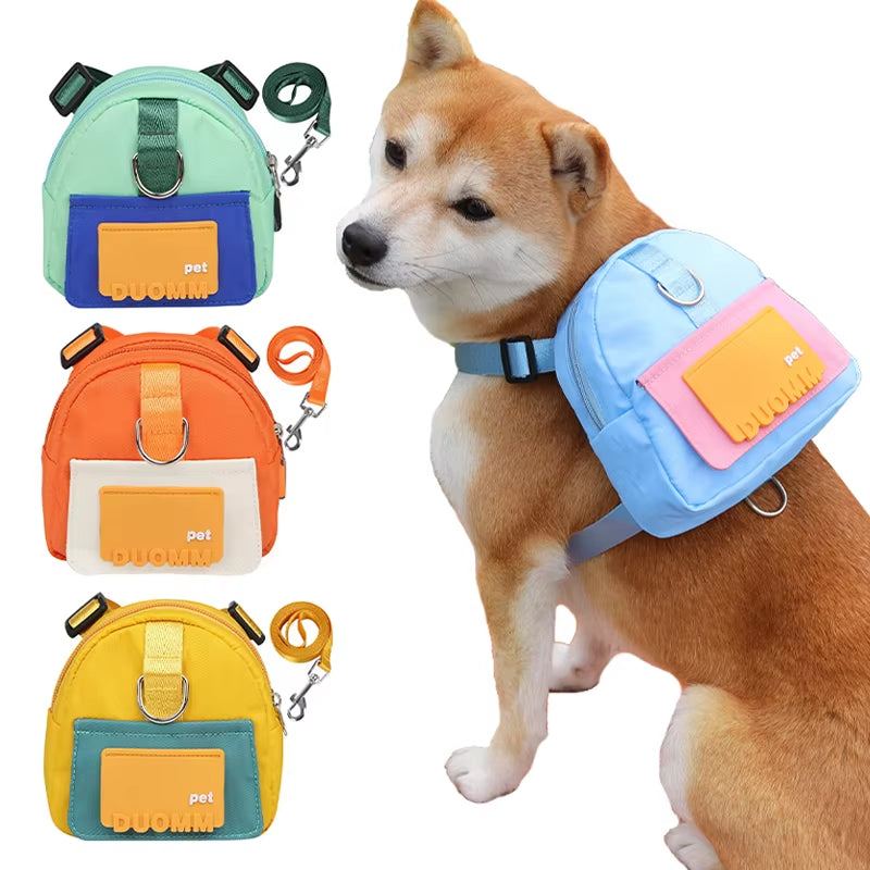 Waterproof Pet Backpack for Dogs Puppy Bag with Harness Collar Outdoor Travel Dog Snacks Backpack French Bulldog Dog Accessories