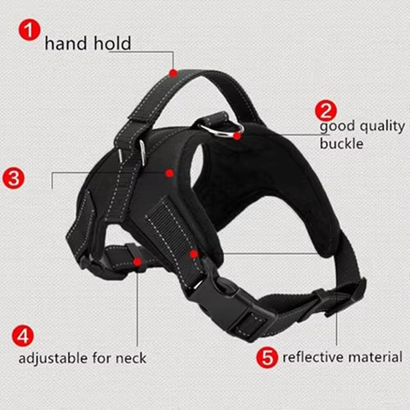 Large Soft Adjustable Dog Harness Pet Walk Out Hand Chest Body Strap for Dog Vest Collar Big Harness for Small Medium Large Dog