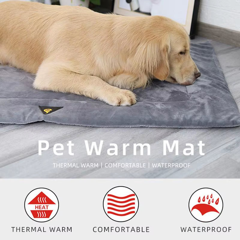 Self Heating Pet Bed Comfortable Flannel Dog Mat Elderly Pets Cat Warmer Winter Thermal Supplies Waterproof Warming Pad