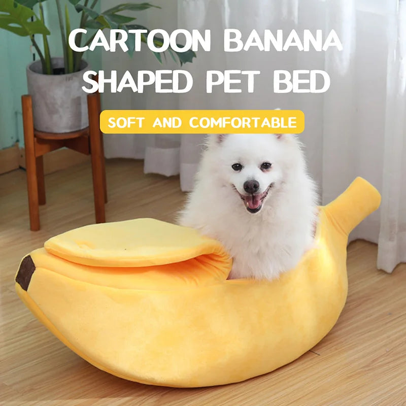 cozy banana cat bed house