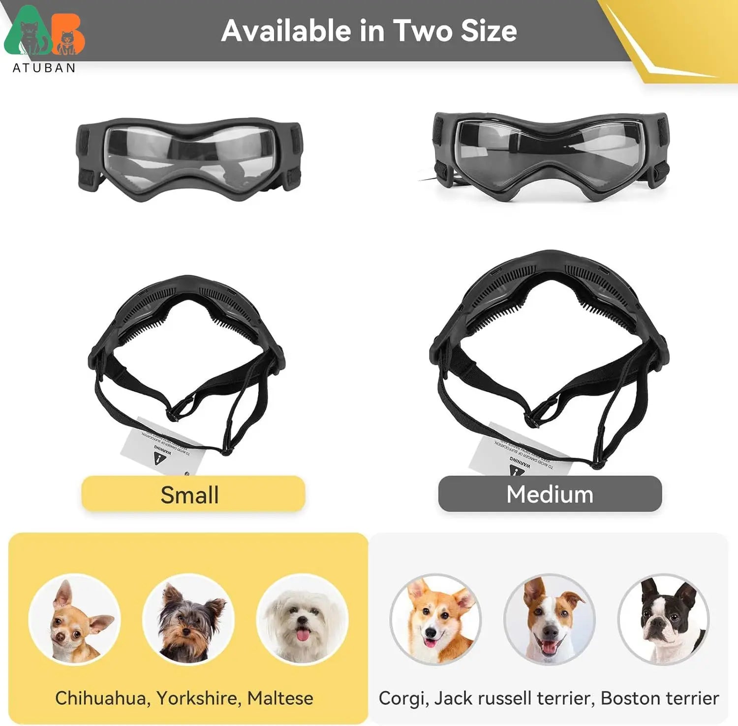 Dog Goggles Small Breed, Dog Sunglasses for Small Breed UV Protection Eyewear for Small Dog Outdoor Riding Driving,Small