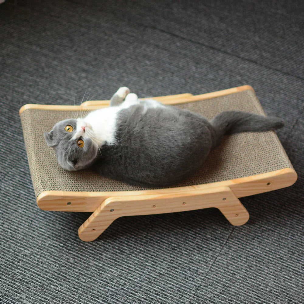 wooden cat scratcher lounge bed designed