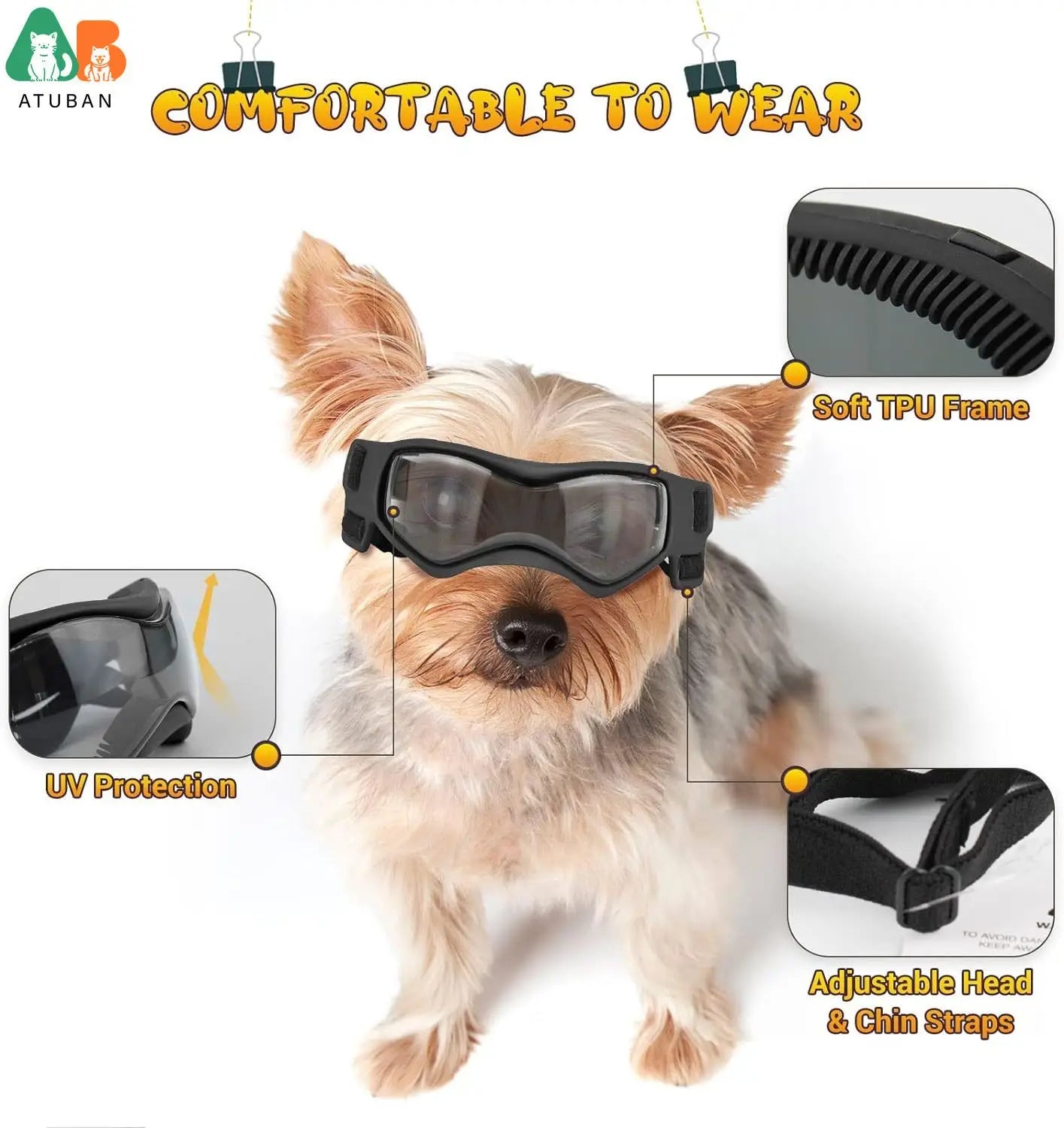 Dog Goggles Small Breed, Dog Sunglasses for Small Breed UV Protection Eyewear for Small Dog Outdoor Riding Driving,Small