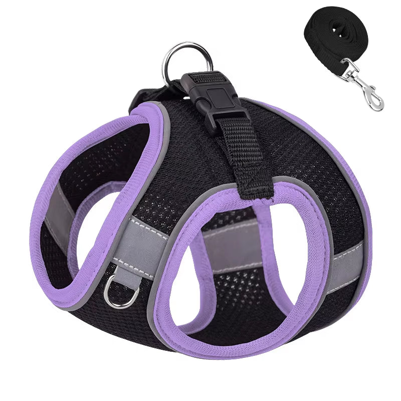 Dog Cat Harness Vest Chest Rope Set Reflective Breathable Adjustable Pet Harness for Small Medium Dogs Puppy Outdoor Walking