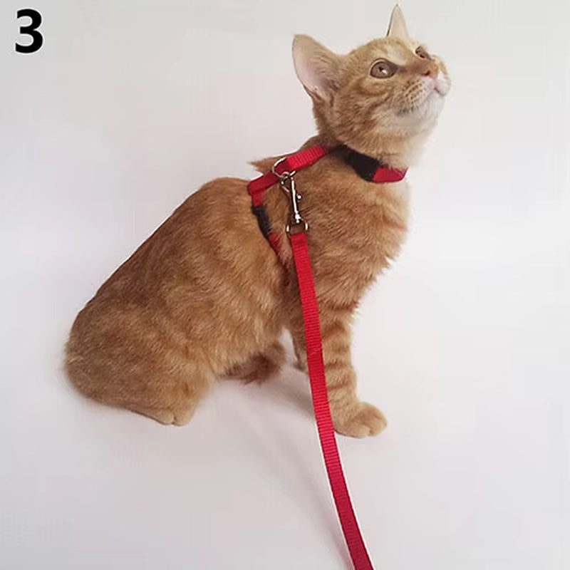 Dog Cat Collar Harness Leash Adjustable Nylon Pet Traction Cat Kitten Halter Collar Puppy Dog Cat Product Small Pet Harness Belt