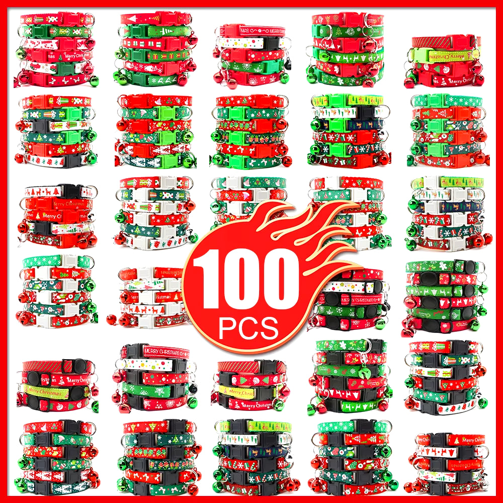 100Pcs Dog Christmas Collar Match Id Tag