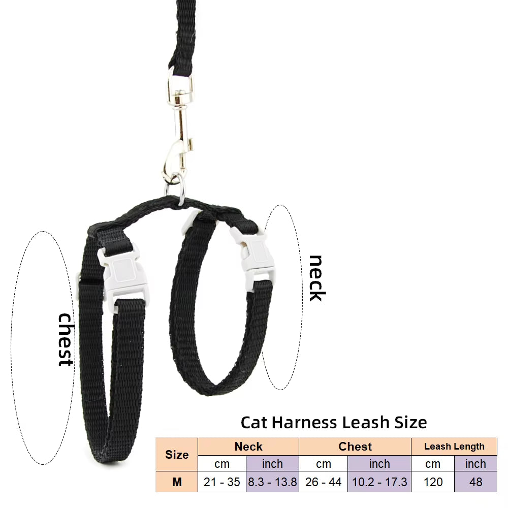 Cat Dog Collar Harness Leash Adjustable Nylon Pet Traction Cat Solid Halter Collar Cats Products Pet Harness Belt for Size M